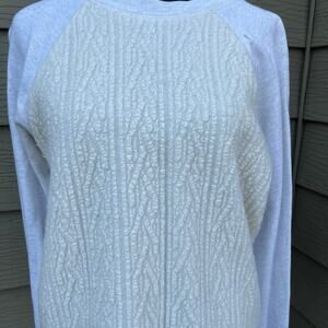 J. CREW crewneck sweater sweatshirt, white & gray, women's size S